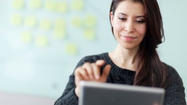looking at recruitment microsite on a tablet looking at recruitment microsite on a tablet