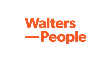 Walters people white logo on orange background