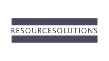 Resource Solutions white logo on blue background