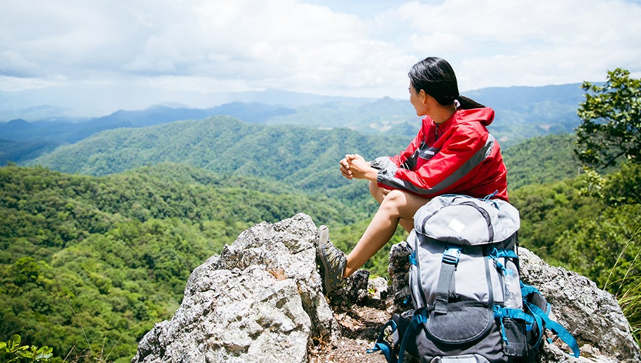 woman on a mountain top